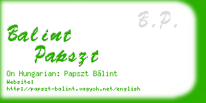 balint papszt business card